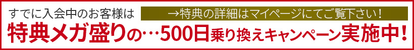 特典メガ盛りの乗り換えキャンペーン実施中